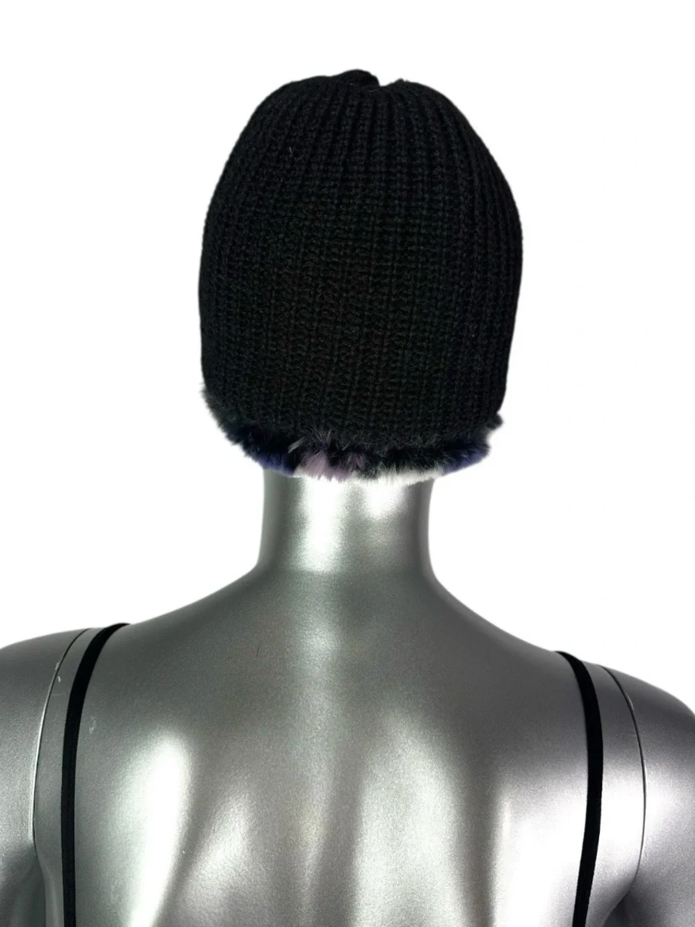 Purple Knitted REX RABBIT Hat, 21”-24” w/Stretch, Certified Vintage Fur